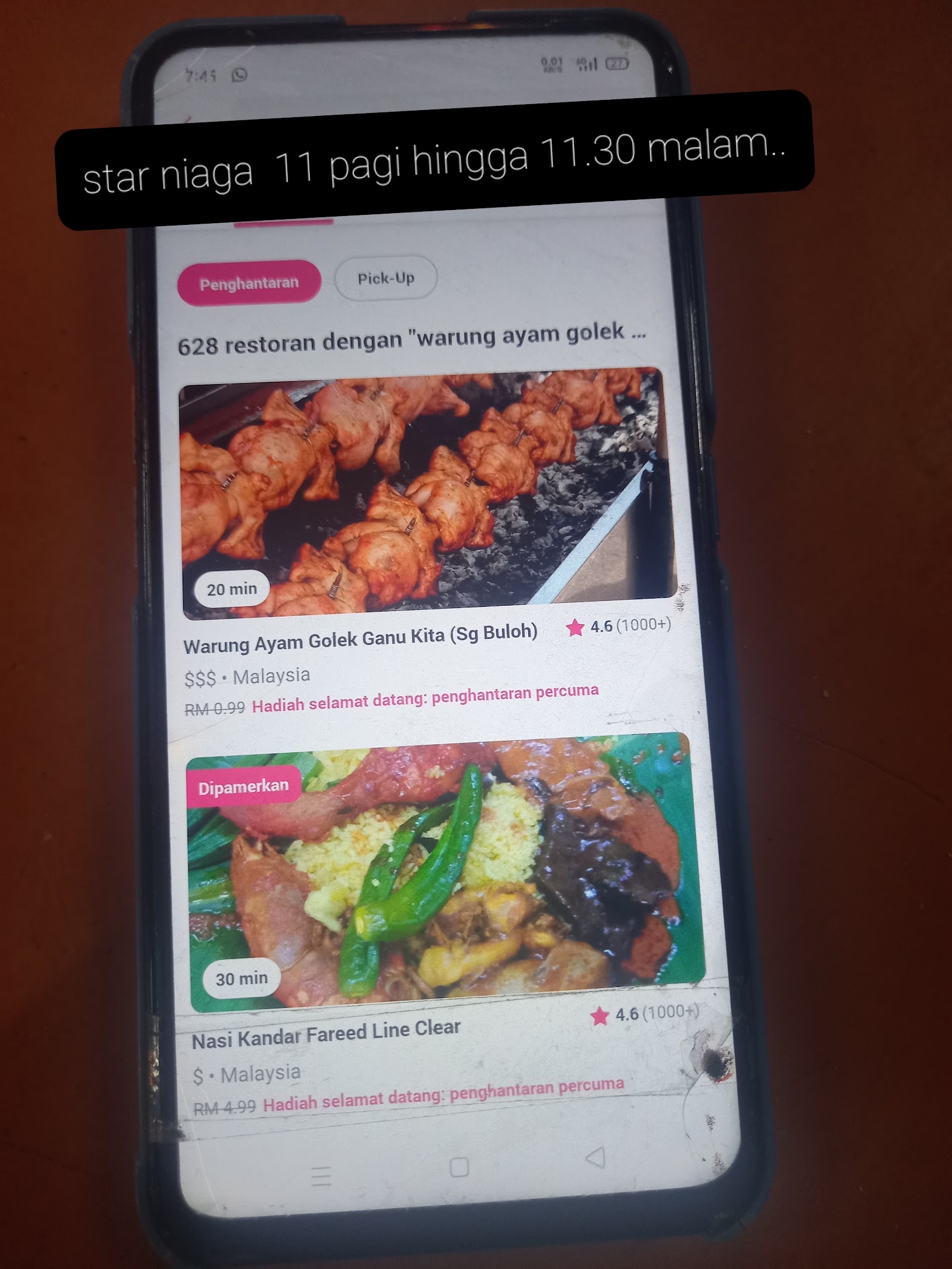 Warung Ayam Golek Ganu Kite 菜单